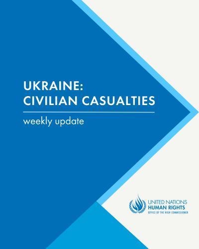 The image shows the cover page of the document "Ukraine: Civilian Casualties Weekly Update"
